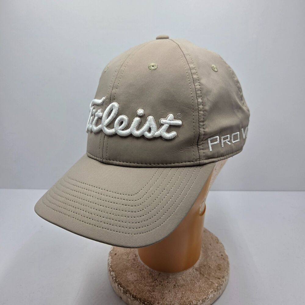 Titleist FJ FootJoy Pro V1 Golf Hat Mens Adjustable Strap Cap Khaki Beige Tan
